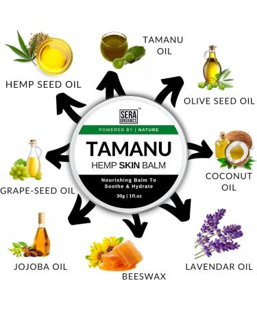 Tamanu and Hemp Cream All-Natural Skin Balm with Tamanu Oil for Itchy Dry Skin Suitable for Eczema Psoriasis and Dermatitis (30g) Handcrafted in the UK | Sera Organics - Buy Online on GoSupps.com