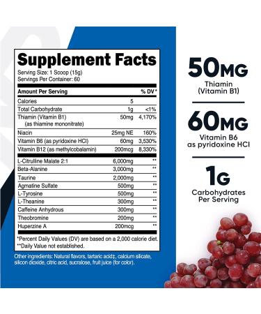 Nutricost Pre-Workout Complex Powder Grape (60 Serv) 60 Servings (Pack of 1) - Buy Online on GoSupps.com