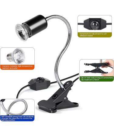 Tortoise Heat Lamp 50W UVA UVB Basking Lamp with 360 Rotatable Clip & Power Adapter 30cm Rotatable Gooseneck with 3 x 50W Heat Bulb Heating Light for Reptiles Lizard Turtle Snak Aquarium - Buy Online on GoSupps.com