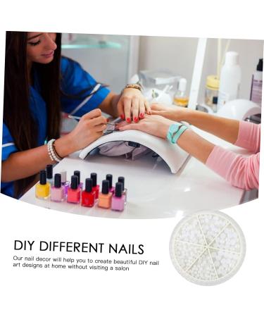 Ipetboom 1 Box Nail Decorations Pearl Flatback Beads Round Flatback Bulk Crafts Gemstones Bulk Pearl Manicure Ornament Nail Art Decoration Pearl Nail Charm Diamond Abs White Delicate 3d 6.5X6.5X1cm White - Buy Online on GoSupps.com