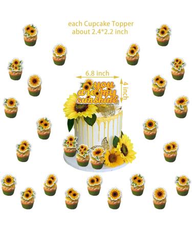 50 Pcs Sunflower Cupcake Toppers Sunflower Birthday Party Supplies Fit for Sunflower Theme Party Decorations for Adults Girls Boys Baby Shower - Buy Online on GoSupps.com