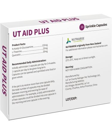 UT AID Plus for Cats & Dogs - Feline Idiopathic Cystitis & Urinary Tract Infection Support Bladder Health Incontinence Relief - 30 Capsules - Buy Online on GoSupps.com