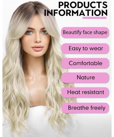 Wokestar Long Platinum Synthetic Wig with Curtain Fringe for Women - Buy Online on GoSupps.com