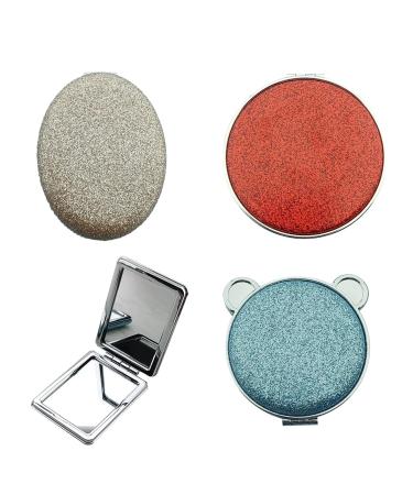 Traziewell Round Mirror Personalised Gifts Travel Folding Double Sided Pocket Makeup Mirrors Golden Red and Lake Blue JZ000218 Jz000218 Three Seats