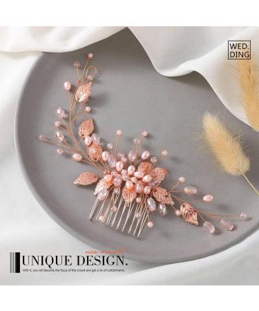 Edary Leaf Bride Wedding Hair Comb Rhinestone Bridal Hair Pieces Pearl Wedding Headpiece for Brides Crystal Hair Accessories for Women and Girls - Buy Online on GoSupps.com