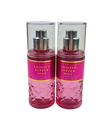 Bath & Body Works Mini Travel Size Fine Fragrance Mists 2.5oz Each Set of 2 (Twisted Peppermint)