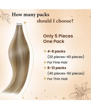 Hetto Blonde Real Hair Tape Extensions - Remy Hair Ash Blonde Highlights 35cm (14 inch) - 5PCs #17/23 & #16/22 - Buy Online on GoSupps.com