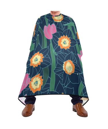 Waterproof Barber Cape -Daisy and Tulip Cheetah Haircut Bib for Men Unisex Hair Cutting Cape(8rp1a)