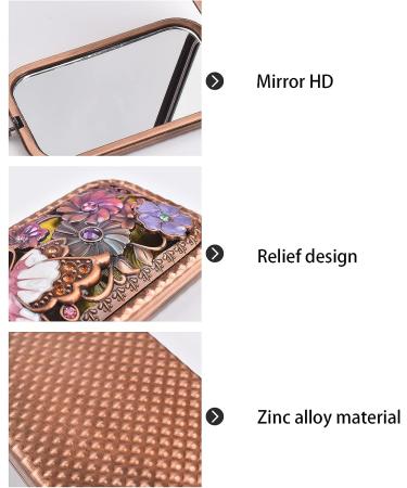 Vintage Travel Pocket Mirror - Gold Makeup Compact Mirror - Mini Folding Rectangle Mirror for Pocket, School Bag, Wallet - Perfect Gift - Buy Online on GoSupps.com