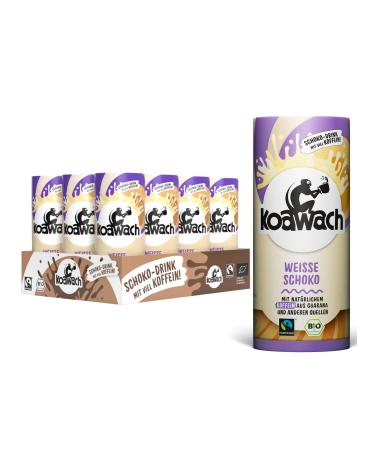 Koawach chocolate dink in various flavors - drinking chocolate caffeine cocoa drink can guarana chocolate energy drink organic fairtrade (12 x 235 ml) (12 x 235ml white chocolate) white chocolate 235 ml (12 pack)