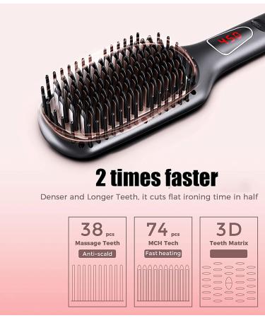 MEGAWISE Pro Ceramic Ionic Hair Straightener Brush | Fast MCH Heating | Auto-Off Safety | Anti-Scald | Dual Voltage | Rotatable Power Cord - Buy Online on GoSupps.com