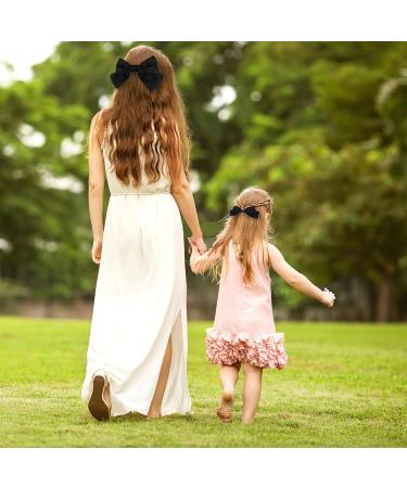 XiangSKY 6 Pieces Hair Clips Black Hair Bow Ladies Bowknot Large Hair Clip Hair Accessory for Girls Women Hair Bow Silk Satin Hair Bows Long Black Bow Hair Accessories - Buy Online on GoSupps.com