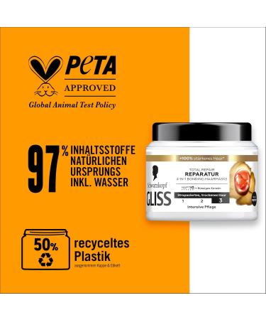 Gliss Cure de r paration 4 en 1 Total Repair (400 ml) avec syst me HAPTIQ & k ratine pour des cheveux souples et brillants masque capillaire r duit la casse des cheveux (Lot de 2) Principal : 400 ml (Lot de 2) - Buy Online on GoSupps.com