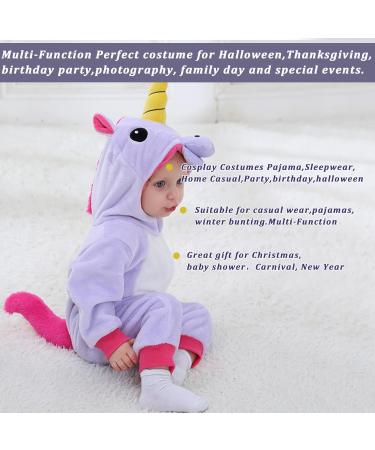Doladola Baby Unicorn Romper | Flannel Animal Hooded Jumpsuit for Toddler 18-24 Months - Purple - Buy Online on GoSupps.com