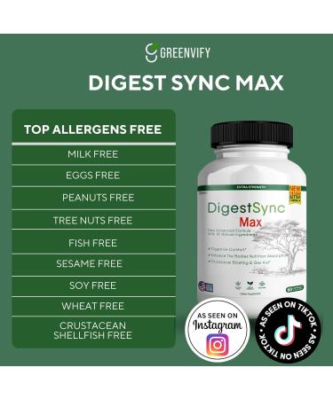 DigestSync Max Extra Strength Digestive Support 60 Capsules Gluten Free Vegan Natural Ingredients (1) - Buy Online on GoSupps.com