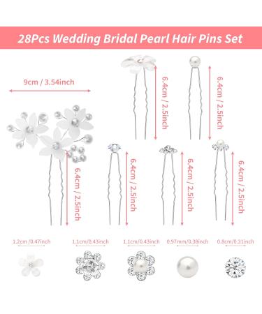 Silver Rhinestone Pearl Wedding Hair Pins - 28 Pieces Bridal Hair Accessories for Brides & Bridesmaids - Buy Online on GoSupps.com