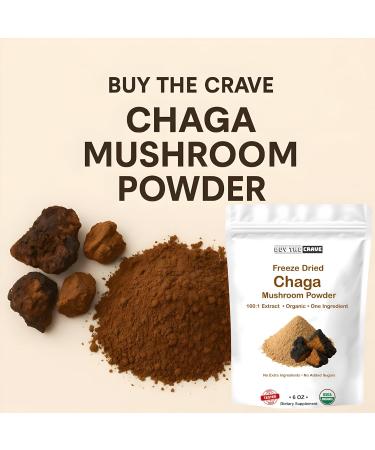 BUY THE CRAVE Organic Freeze-Dried Chaga Mushroom Extract Powder 100:1 Concentrate 6 Ounces (170g) 340 Servings Wild-Harvested Fruit Body Dual-Phase Extraction Vegan Non-GMO Gluten-Free - Buy Online on GoSupps.com