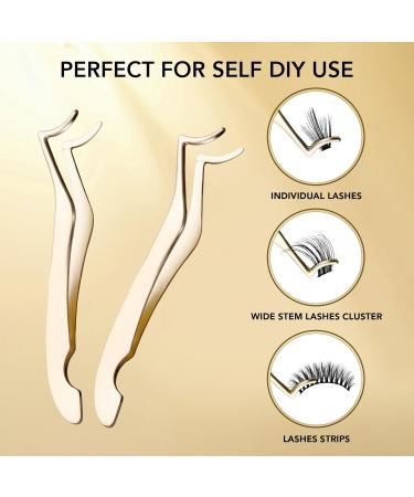 DIY Cluster Lash Applicator Tool - Curved Gold Eyelash Tweezers for Easy Application & Removal | Perfect for Strip & Cluster Lashes - Buy Online on GoSupps.com