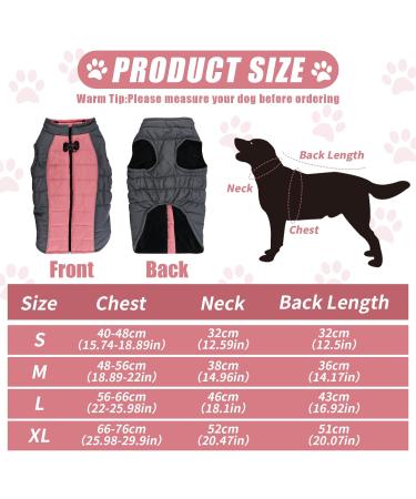 Dog Winter Coat Waterproof Dog Jacket Vest for Medium Large Dogs Warm Pet Coats with Harness Outdoor Puppy Coat Vest Reflective Winter Dog Clothes for Beagle Chenery Dachshund(L/43cm Pink) L/43cm Pink - Buy Online on GoSupps.com