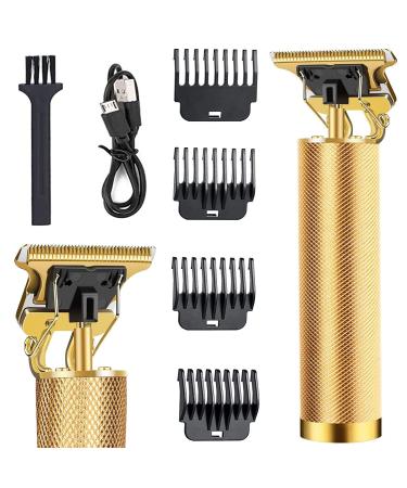 Professional Hair Clipper T Blade Trimmer for Men Cordless Clippers and Grooming Kit for Beard and Hair Rechargeable Electric Trimmers for Men and Pro Barbers (Gold)