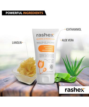 Rashex Eczema & Psoriasis Treatment Ointment | Black Ichthammol 20% | Fast Relief | 2 Oz Tube - Buy Online on GoSupps.com