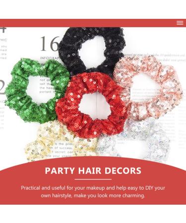 Red Sequin Hair Ties - 4pcs Christmas & Valentine's Day Elastic Ponytail Holders for Women & Girls - Buy Online on GoSupps.com