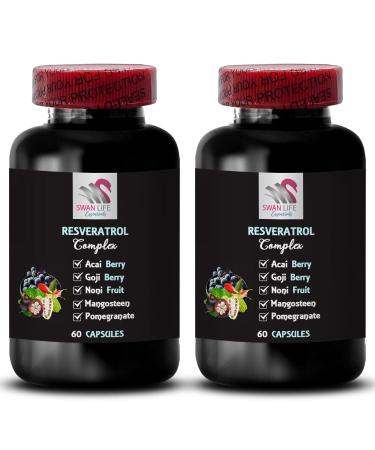 Nutritional Support - RESVERATROL COMPLEX - Berry Power Active Lifestyle Pomegranate Strength Daily Energy Blueberry Balance Refreshing Flavor Grape Skin Power Flavorful Energy 2Bot 120Caps