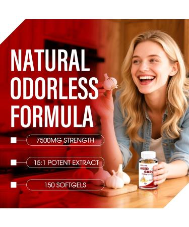 Aevezom Aged Garlic Extract - 7500mg Odorless 300 Softgels Organic Garlic Supplement | Non-GMO Gluten-Free | Supports Immune Health (1) - Buy Online on GoSupps.com