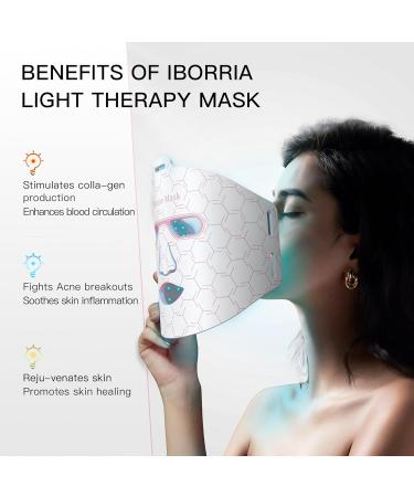 IBORRIA Led Face Mask Light Therapy Near infrared Red Light Therapy for Face Flexible Silicone Light Therapy Mask Red Light Therapy Mask for at Home Face Masks Skincare (Sleek White) - Buy Online on GoSupps.com