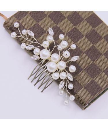 Luckyvestir Bridal Hair Comb Wedding Hair Accessories for Brides Pearl Rhinestone Hair Clips Wedding/Bridal/Prom/Bridesmaid Hair Piece for Women Girl  Silver (hair comb B)