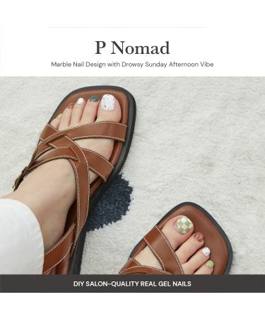 ohora Semi Cured Gel Pedi Strips (P Nomad) - Salon-Quality Long Lasting Pedicure Solution with Easy Application - Includes Prep Pads, Pedi File & Wooden Stick - Checkered Pattern - Buy Online on GoSupps.com