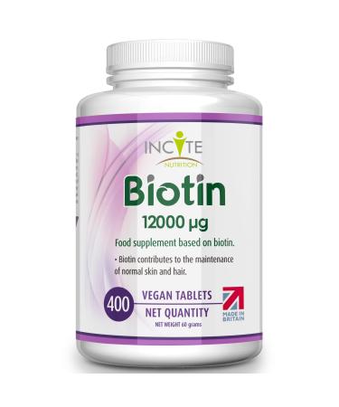 Biotin Hair Growth Supplement 12 000mcg - 400 Tiny 6mm Tablets (Full Year Plus Supply) - Biotin Hair Growth Tablets for Men & Women Biotin Tablets Hair Supplements Hair Support Biotin 12 000mcg