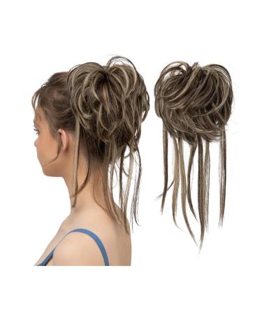 Hair Bun Hairpiece for Women Synthetic Elastic Messy Bun Hairpieces Curly Scrunchie Black Blonde Brown Chignon Band Updo Donut for Women Natural Fake Hair Hair Chignons(6H24B)