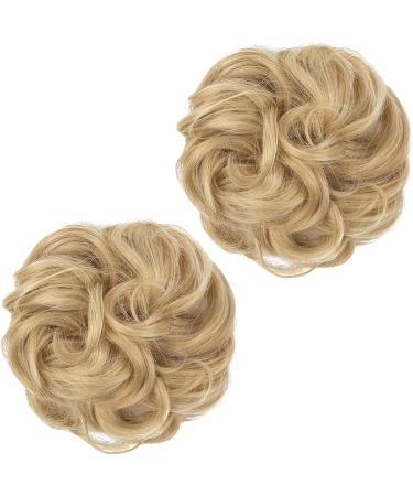 SARLA 2PCS Messy Hair Bun Hair Piece Small Scrunchies Synthetic Bun Hairpieces - Light Honey Blonde Updo Hair Extensions for Women and Girls - Buy Online on GoSupps.com