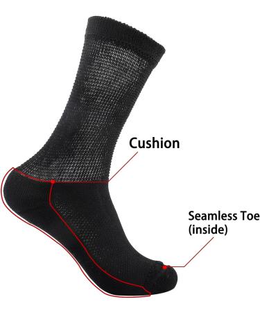 Aaronano Diabetic Non-Slip Bamboo Crew Socks 5 Pairs Black - Medium Size - Buy Online on GoSupps.com