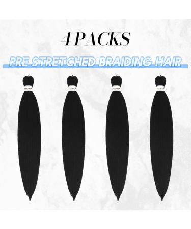 Feshfen Pre-Stretched Braiding Hair Extensions - 65 cm 4 Packs | Yaki-Textured Synthetic Hair for Easy Braids | Black - Buy Online on GoSupps.com