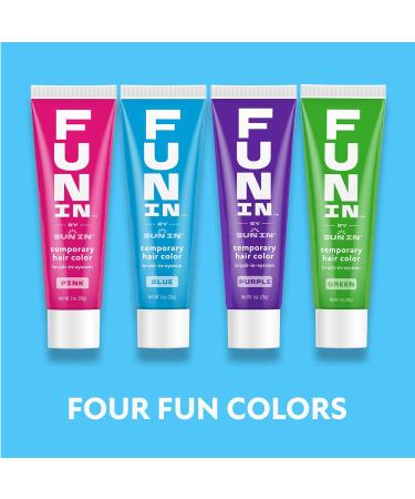 Fun In by Sun In Temporary Hair Color Blue - Easy Brush Applicator Washes Out in One Shampoo Gluten-Free Paraben-Free Alcohol-Free Cruelty-Free - Buy Online on GoSupps.com