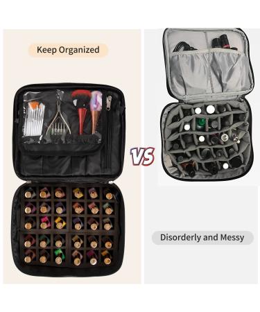 Ethereal Double Layer Nail Polish Organizer Bag | Hold 30 Bottles | Portable Travel Case in Black - Buy Online on GoSupps.com