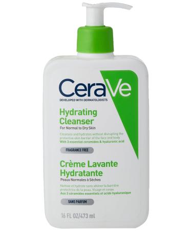 CeraVe Hydrating Cleanser for Normal to Dry Skin 473ml with Hyaluronic Acid & 3 Essential Ceramides 473.00 ml (Pack of 1)