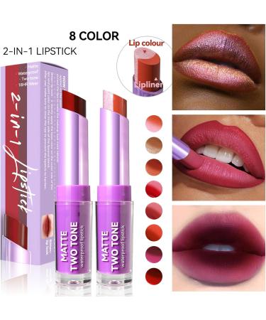 SLYHHZHMY 2in1 Two Tone lipstick shimmering matte lip color nourishes and hydrates for a long time 4 - Buy Online on GoSupps.com