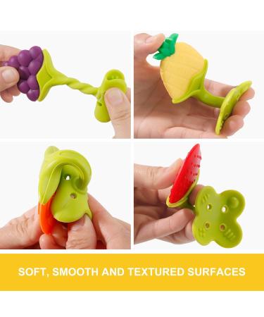 NASHRIO Baby Teething Toys Pack of 5 - BPA Free Silicone Teethers for Newborns - Natural, Organic, and Freezer Safe - Perfect Baby Shower Gift - Buy Online on GoSupps.com