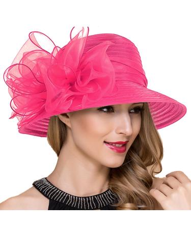 Lady Church Derby Dress Cloche Hat Fascinator Floral Tea Party Wedding Bucket Hat S051 Rose