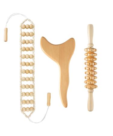 3 Pack Wood Therapy Massage Tools Lymphatic Drainage Massager for Body Shaping 3 Count (Pack of 1)