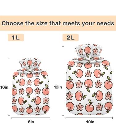 Naanle 2L Cute Peach Flower Heat Bottle with Cover - Transparent Hot Water Bottle for Bed Hand & Feet Therapy | Pain Relief & Cold Therapy - Buy Online on GoSupps.com