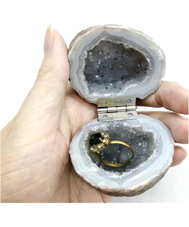 Natural Crystal Rough Natural Handmade Agate Geode Ring Box Rough Agate Cornucopia Quartz Crystal Cluster Crystal Stone Women Crystal - Buy Online on GoSupps.com