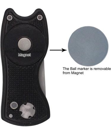 Golf Divot Repair Tool with Magnetic Ball Marker - Metal & Foldable Design in Black - Buy Online on GoSupps.com
