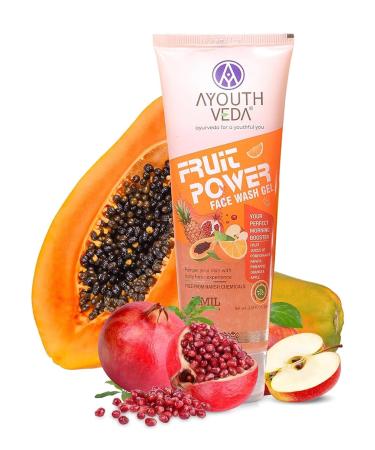 Ayoutthveda Fruit Face Wash Gel for Glowing Skin | Pamper Your Skin With Vitamin A C & Anti-Oxidants | For all Skin Types | Gentle Exfoliating Facial Cleanser For Daily Use (Pack 1-100ml)