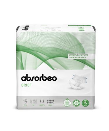 Absorbeo diaper maxi 15 pieces absorbent aid for severe bladder weakness absolute comfort total protection anti-Odour system fully breathable unisex size M (15 pieces) maxi