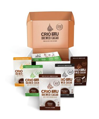 Sampler Starter Kit/Set (5 Varieties) | Natural Healthy Brewed Cacao Drink | Great Substitute to Herbal Tea and Coffee | 99% Caffeine Free | Keto Whole-30 Honest Energy (Kit (No French Press)