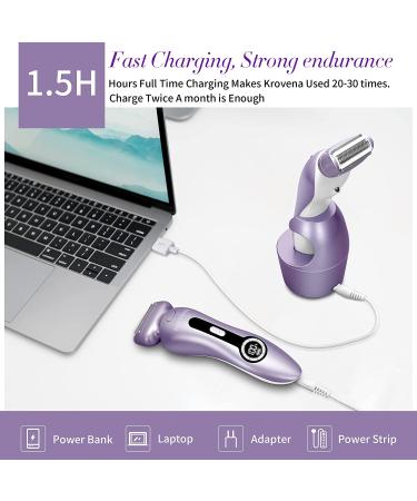 Women's Electric Shaver - Rechargeable Trimmer for Bikini, Legs, Underarms - Cordless Wet/Dry Use - Purple - Buy Online on GoSupps.com
